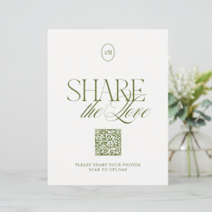 Modern Olive Green Share the Love QR Code Sign
