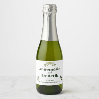 Modern Olive Green  Sparkling Wine Label