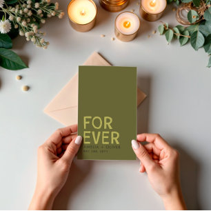 Modern Olive Green Typography   Bold Striped Back Invitation