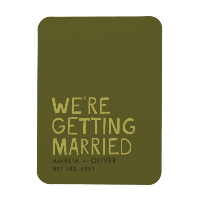 Modern Olive Green Typography | Bold Striped Back Magnet (Vertical)