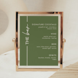 Modern Olive Green Wedding Bar Sign