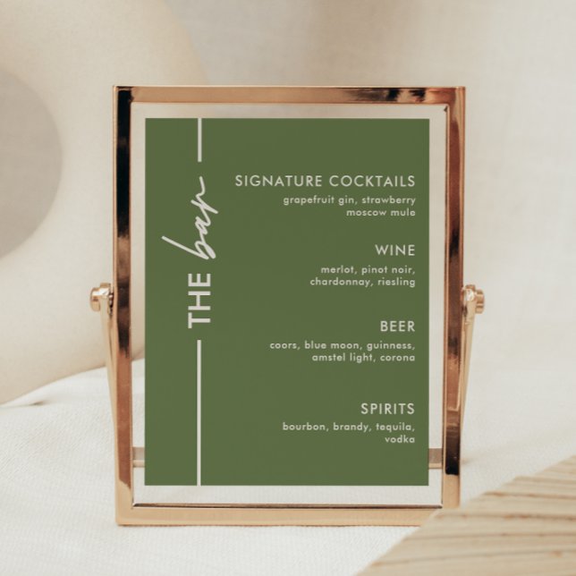 Modern Olive Green Wedding Bar Sign (Creator Uploaded)