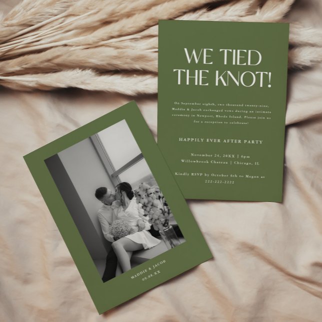 Modern Olive Green Wedding Elopement Reception Invitation (Creator Uploaded)