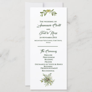 Modern Olive Green Wedding Program