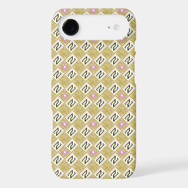 Modern Olive & Magenta Geometric Tribal Pattern (Back)