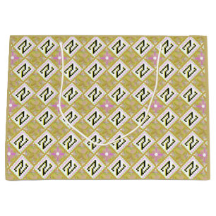 Modern Olive & Magenta Geometric Tribal Pattern Large Gift Bag