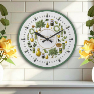 Modern Olive Oil Premium Quality Wall Clock