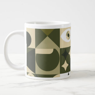 Modern Olive & Sage Geometric Abstract Mosaic Mug
