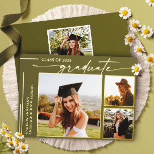 Modern Olive Script Graduate Photo Graduation