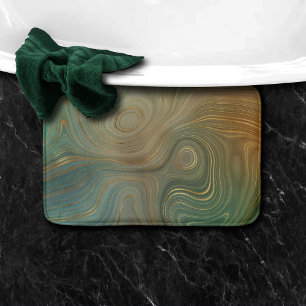 Modern Olive Strata   Earthy Green and Gold Agate Bath Mat