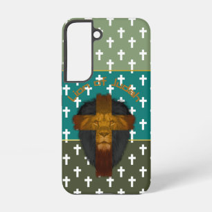 Modern Olive Turquoise Green Cross Lion of Judah Samsung Galaxy Case