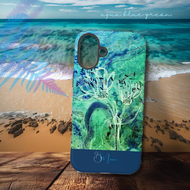 Modern Ombre Aqua Green Blue Flowers  Case-Mate iPhone Case (Modern Ombre Aqua Green Blue Flowers Case-Mate iPhone Case  beach cover
)