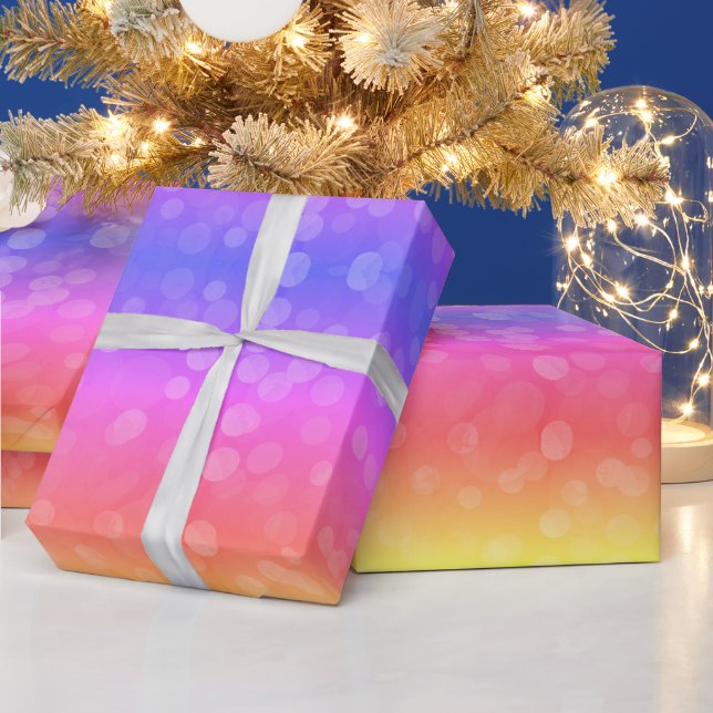 Modern ombre gradient bokeh Christmas lights fun Wrapping Paper (Holidays)