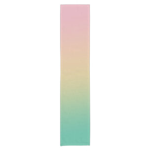 Modern Ombre Gradient Teal Peach Pink Short Table Runner