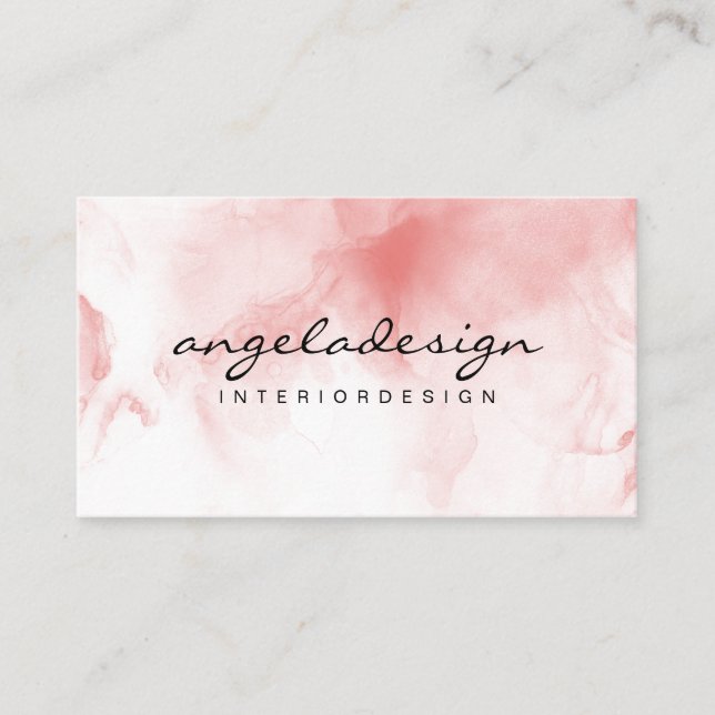 Modern Ombre Pink Watercolor Business Card (Front)