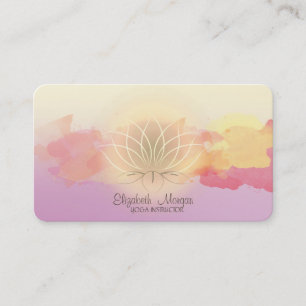 Modern Ombre,Watercolor Brush Stroke Lotus Business Card