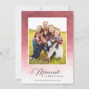 Modern Ombre Watercolor Christmas Red Holiday Card