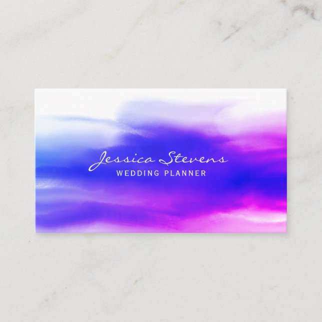 Modern Ombre Watercolor Script  Business Card (Front)