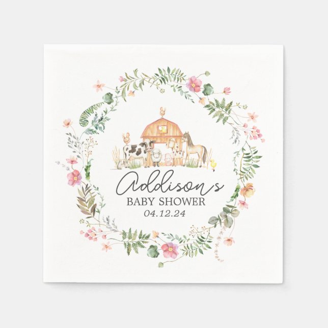 Modern on the Farm napkins, farm paper products, N Napkin (Front)