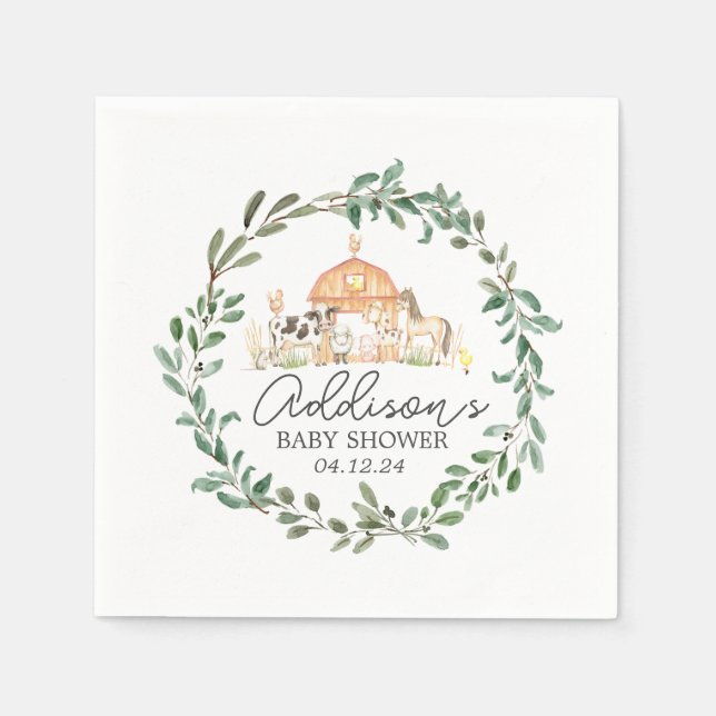 Modern on the Farm napkins, farm paper products, N Napkin (Front)