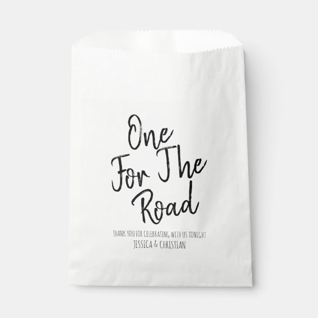 Modern One For the Road Wedding Treat Thank You Favour Bags (Front)