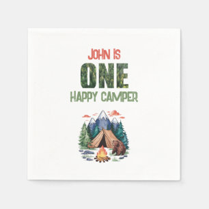 Modern One Happy Camper Watercolor 1st Birthday Napkin