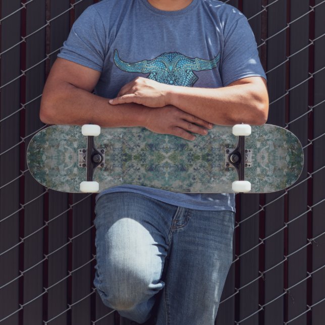 Modern One Of A Kind Abstract Art In A Foggy Mood Skateboard (Outdoor 3)