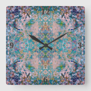 Modern One Of A Kind Abstract With Sangria Colors Square Wall Clock
