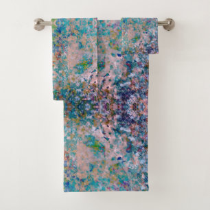 Modern One Of A Kind Abstract With Sangria Colours Bath Towel Set