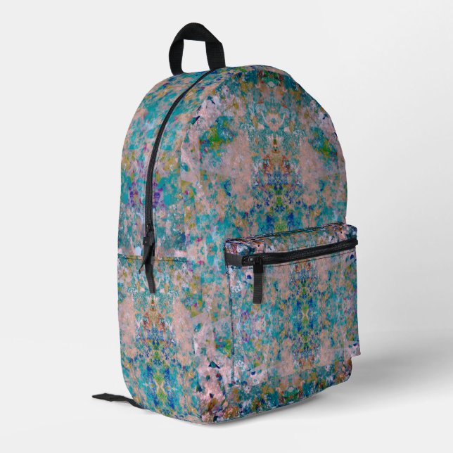 Modern One Of A Kind Abstract With Sangria Colours Printed Backpack (Back Corner Left)