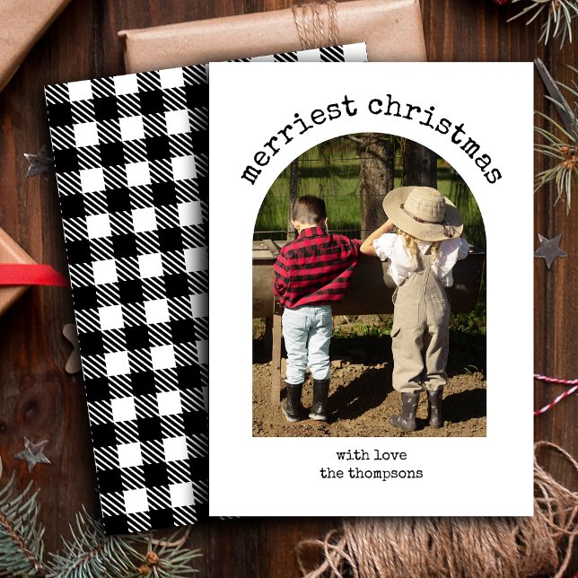 Modern One Photo Minimalist Simple Arch Christmas Holiday Card (Creator Uploaded)