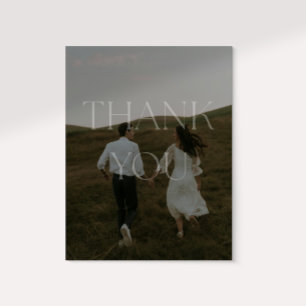 modern one photo wedding thank you card
