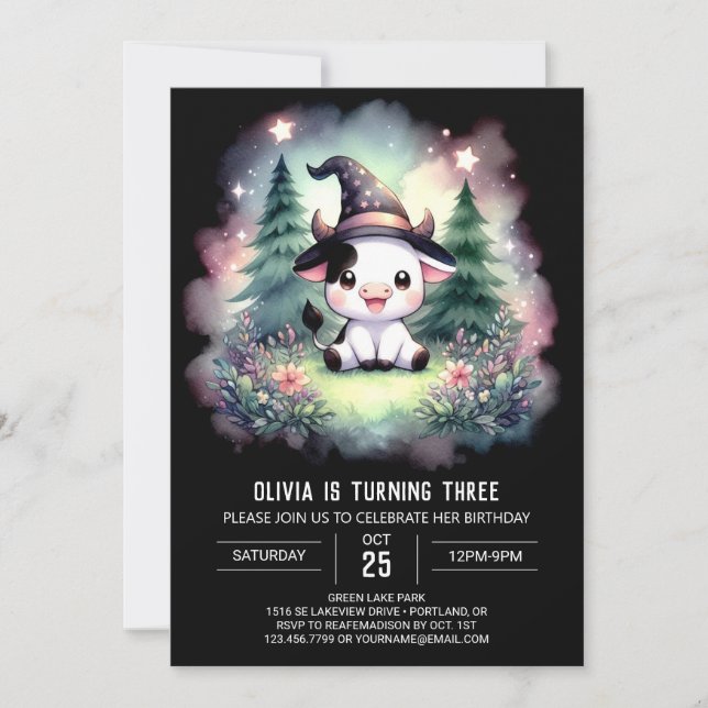 Modern Online Cow Birthday Invitation (Front)