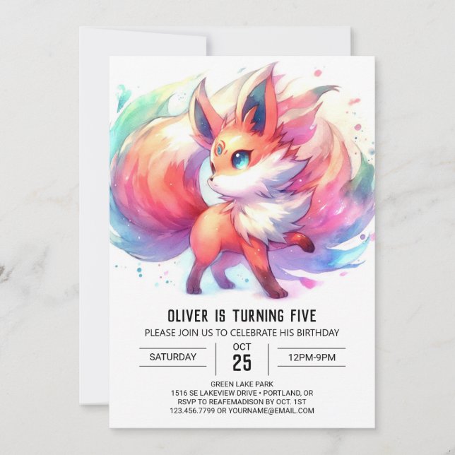 Modern Online Fox Birthday Invitation (Front)