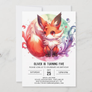 Modern Online Fox Birthday Invitation