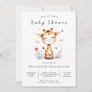 Modern Online Giraffe Baby Shower Invitation