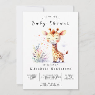 Modern Online Giraffe Baby Shower Invitation