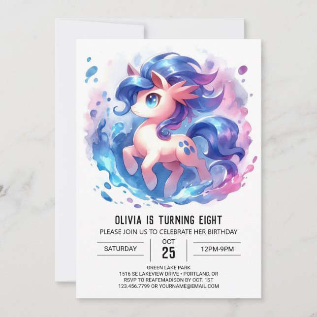 Modern Online Horse Birthday Invitation (Front)