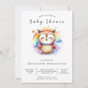 Modern Online Owl Baby Shower Invitation