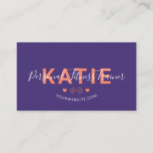 Modern Online Personal Trainer Fitness Purple Business Card