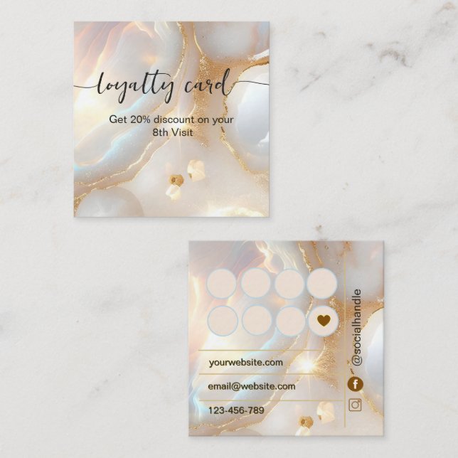Modern Opal stone Script Loyalty Card (Front/Back)