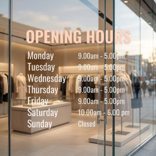 Modern Opening Hours Custom Pink Business Store