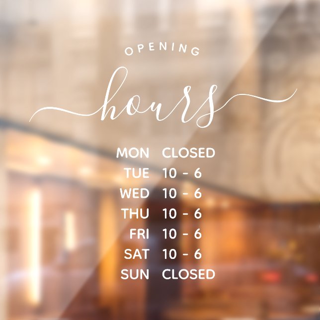 Modern Opening Hours Elegant Script Small Business (Sheet 2)