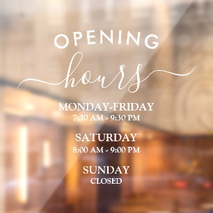 Modern Opening Hours Elegant Script Small Business