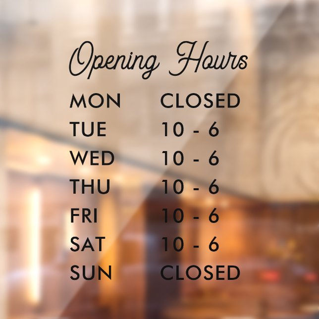 Modern Opening Hours Elegant Script Small Business (Sheet 2)