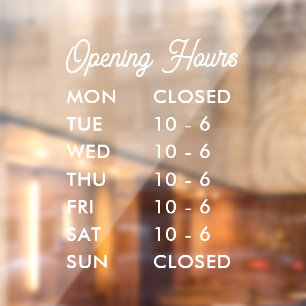 Modern Opening Hours Elegant Script Small Business
