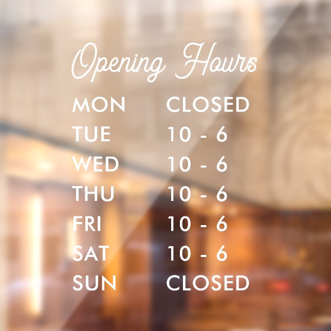 Modern Opening Hours Elegant Script Small Business (Sheet 2)