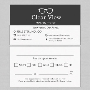 Modern Optometrist Appointment Reminder Card