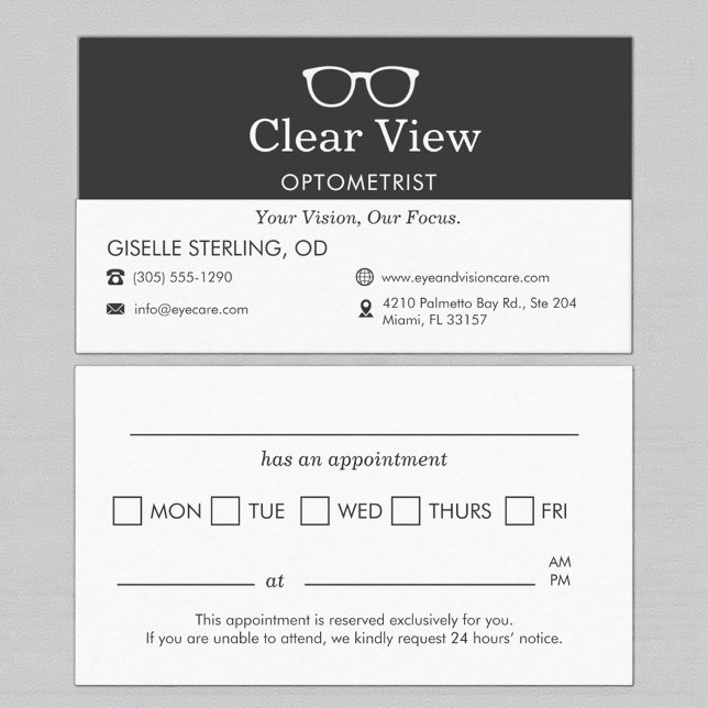 Modern Optometrist Appointment Reminder Card (Creator Uploaded)