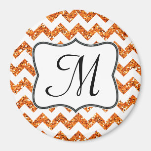 Modern Oran Glitte Chevron Monogram Initial Magnet